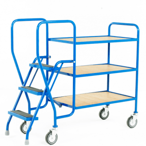 Step Tray Trolley - 3 step - Fixed plywood trays